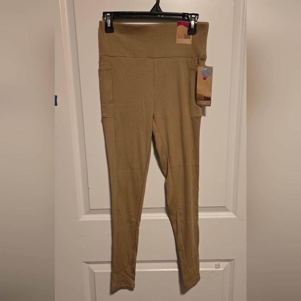 Shosho Tan Ribbed Leggings